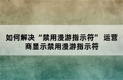 如何解决“禁用漫游指示符” 运营商显示禁用漫游指示符